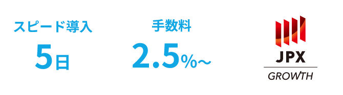 スピード導入5日 手数料2.5% JPX
